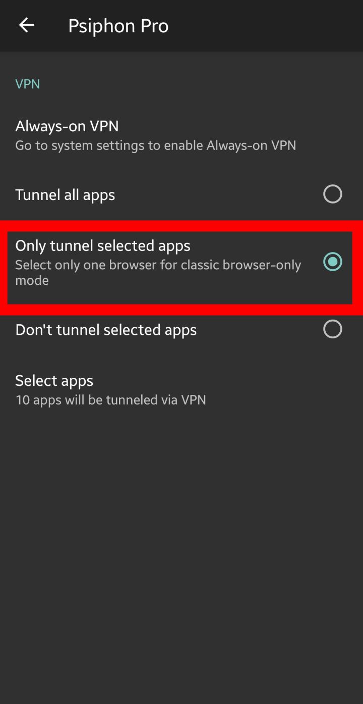 only-tunnel-selected-apps